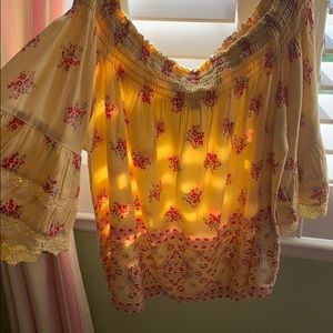 Yellow and Pink Floral Blouse